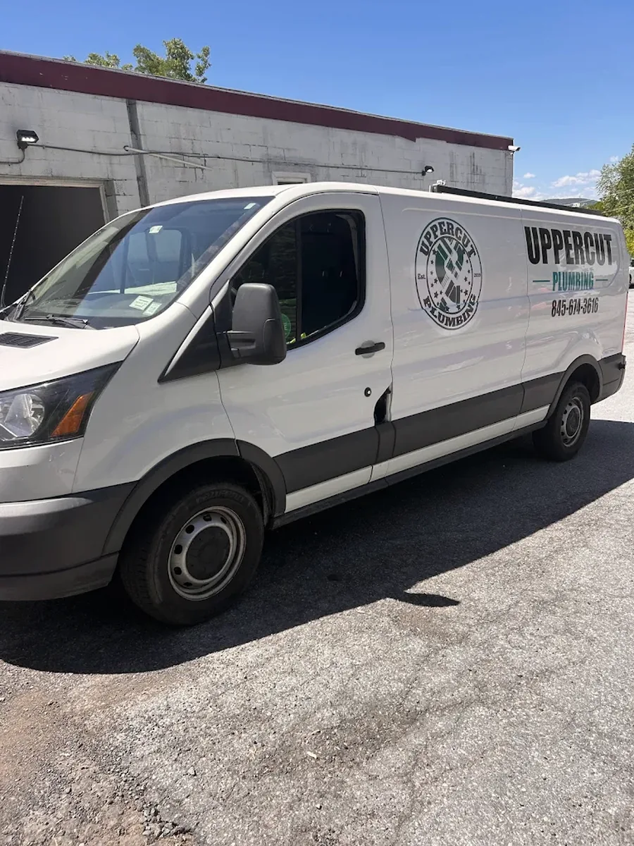 An Uppercut Plumbing service van in Newburgh, NY